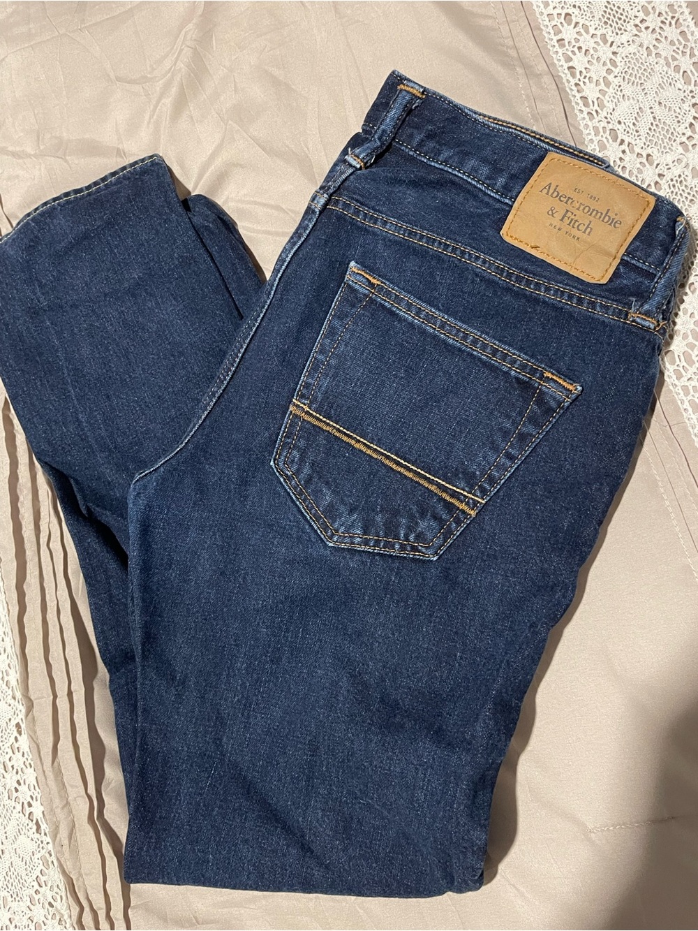 Abercrombie & Fitch Men's Dark Indigo Slim Jeans